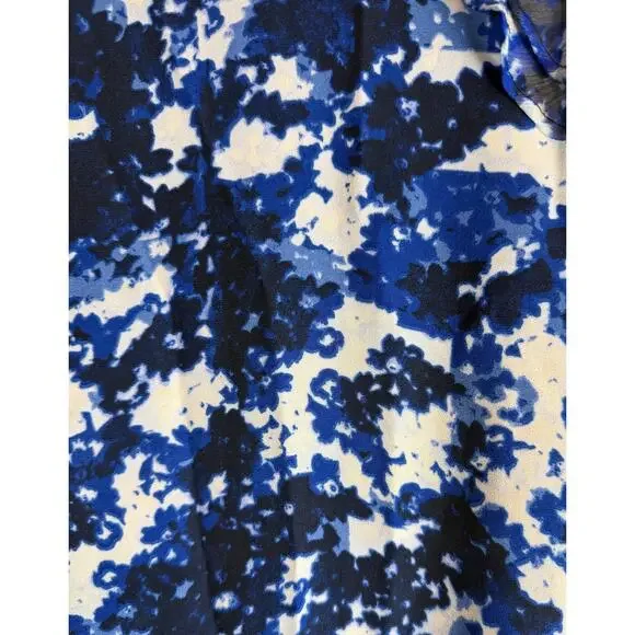 Lauren Ralph Lauren Womens Blue Floral Ruffle Blouse Button Front Size Large - Picture 7 of 10